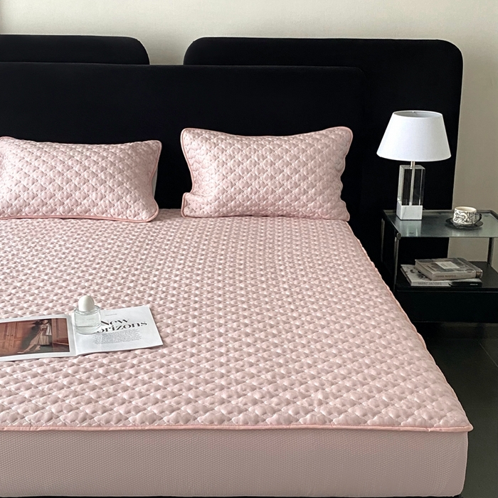 91家纺网 家纺一手货源 找家纺 时亿家居 2025新款复合包边云豆豆床笠款凉席 云豆豆-粉