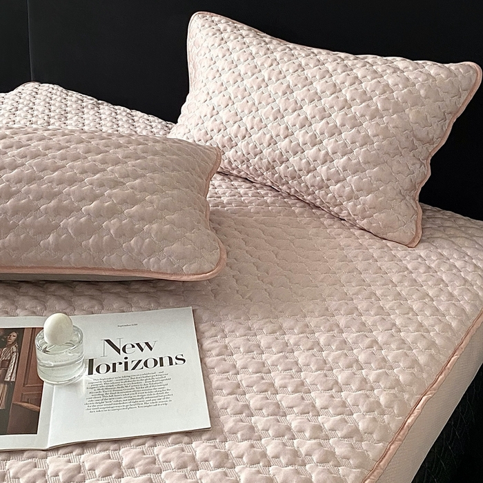 91家纺网 家纺一手货源 找家纺 时亿家居 2025新款复合包边云豆豆床笠款凉席 云豆豆-粉