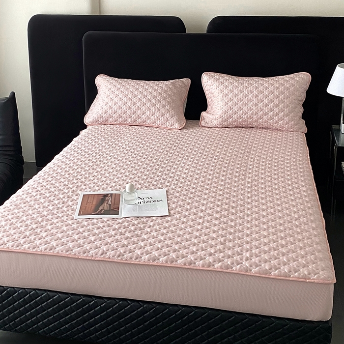 91家纺网 家纺一手货源 找家纺 时亿家居 2025新款复合包边云豆豆床笠款凉席 云豆豆-粉