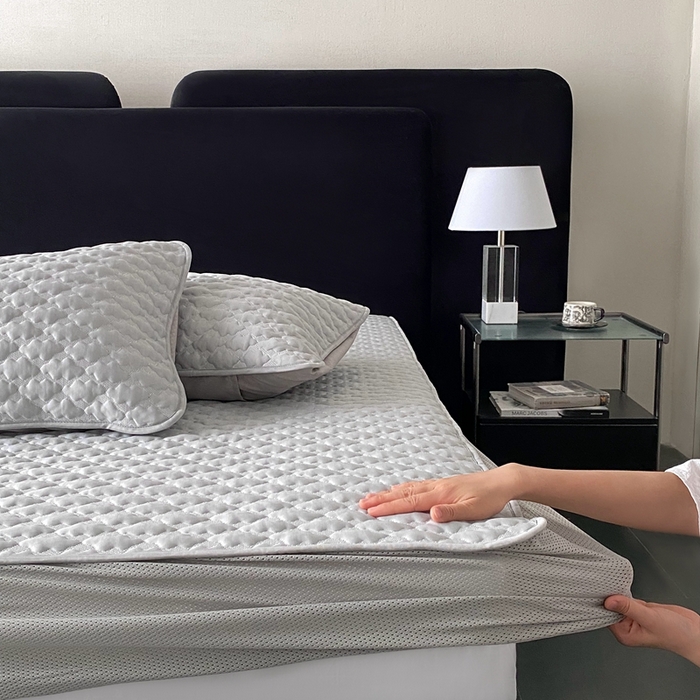 时亿家居 2025新款复合包边云豆豆床笠款凉席 云豆豆-灰