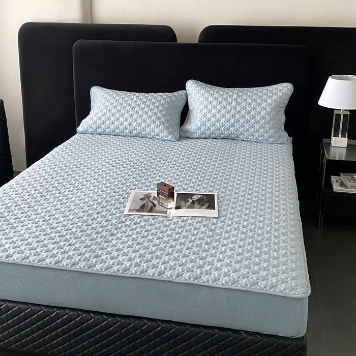 91家纺网 家纺一手货源 找家纺 时亿家居 2025新款复合包边云豆豆床笠款凉席 云豆豆-天蓝