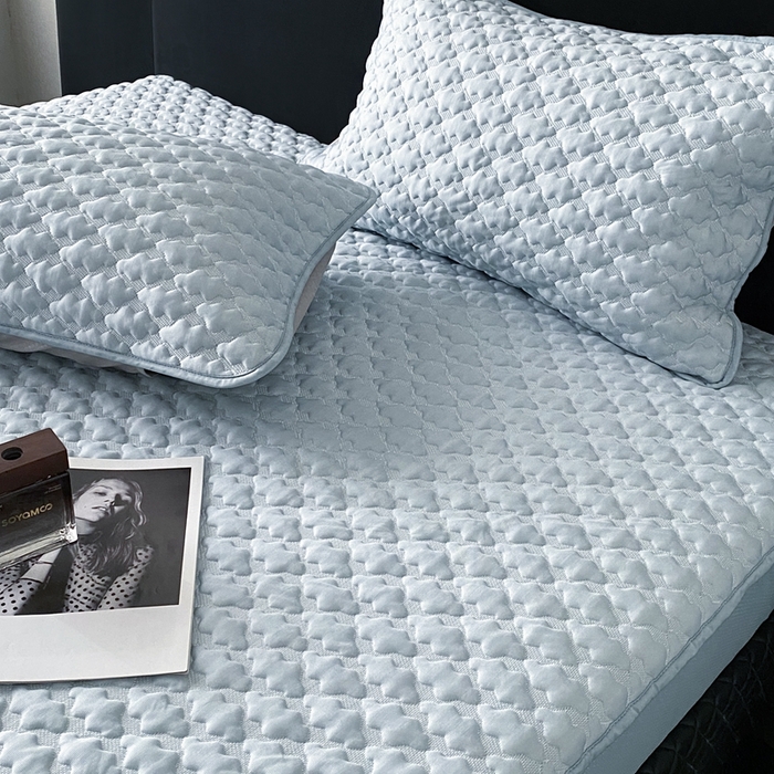 91家纺网 家纺一手货源 找家纺 时亿家居 2025新款复合包边云豆豆床笠款凉席 云豆豆-天蓝