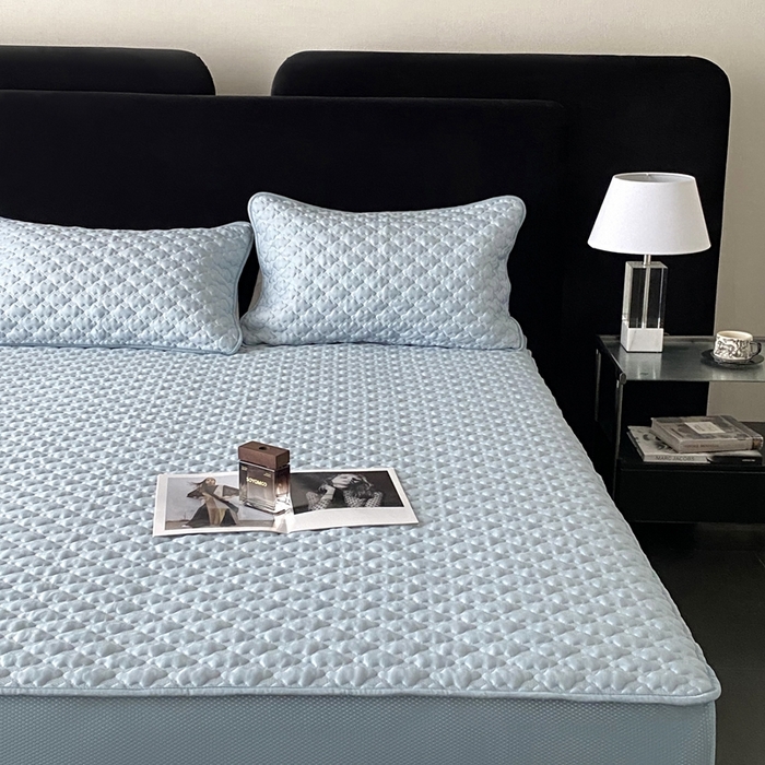 91家纺网 家纺一手货源 找家纺 时亿家居 2025新款复合包边云豆豆床笠款凉席 云豆豆-天蓝