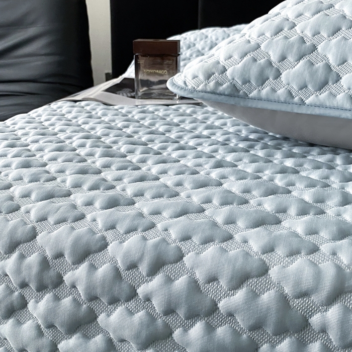 91家纺网 家纺一手货源 找家纺 时亿家居 2025新款复合包边云豆豆床笠款凉席 云豆豆-天蓝