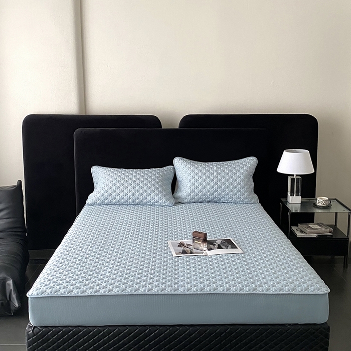 91家纺网 家纺一手货源 找家纺 时亿家居 2025新款复合包边云豆豆床笠款凉席 云豆豆-天蓝