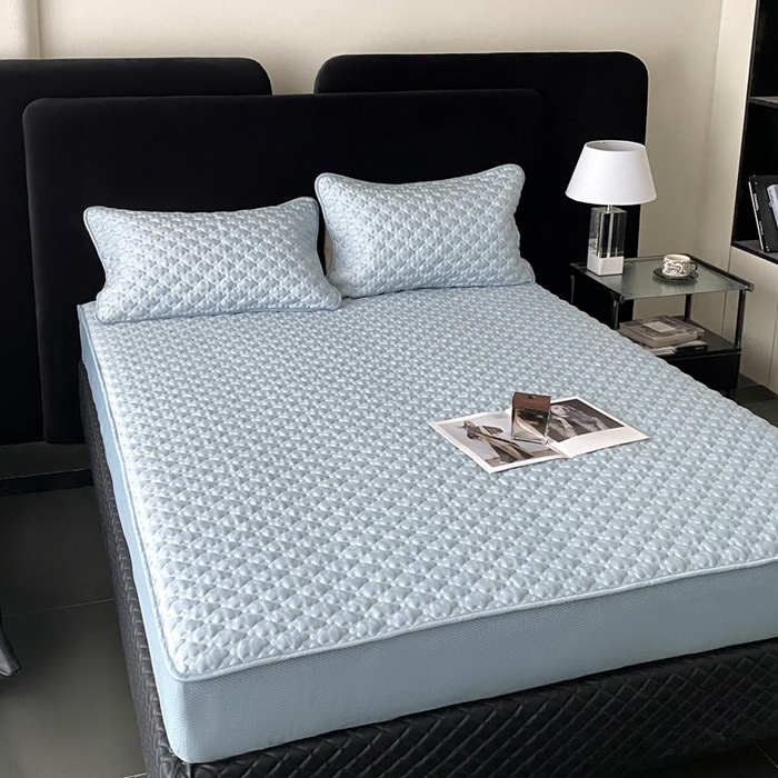 91家纺网 家纺一手货源 找家纺 时亿家居 2025新款复合包边云豆豆床笠款凉席 云豆豆-天蓝