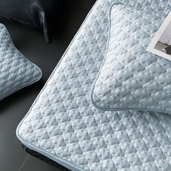 91家纺网 家纺一手货源 找家纺 时亿家居 2025新款复合包边云豆豆床笠款凉席 云豆豆-天蓝