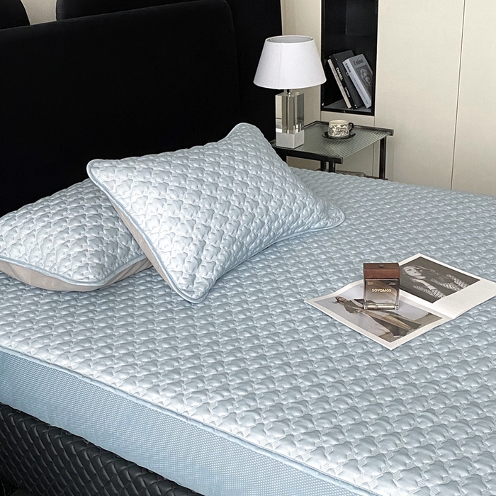 91家纺网 家纺一手货源 找家纺 时亿家居 2025新款复合包边云豆豆床笠款凉席 云豆豆-天蓝