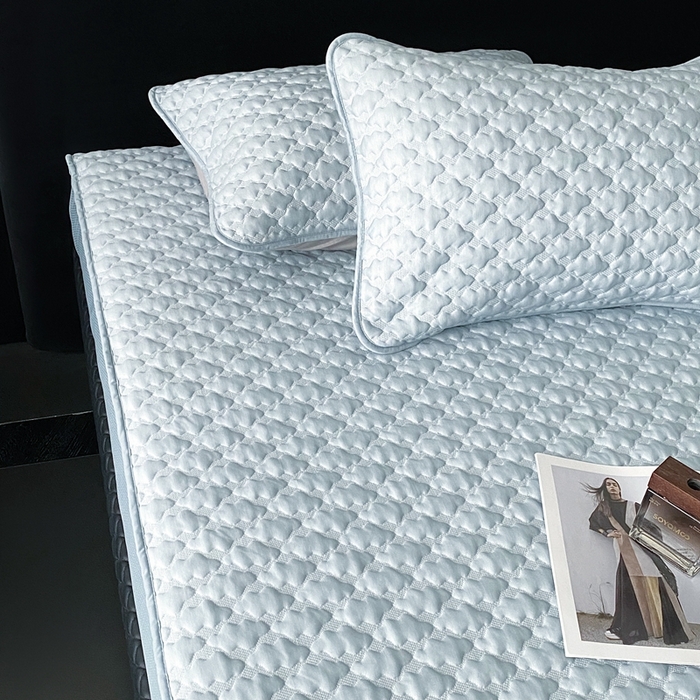 91家纺网 家纺一手货源 找家纺 时亿家居 2025新款复合包边云豆豆床笠款凉席 云豆豆-天蓝