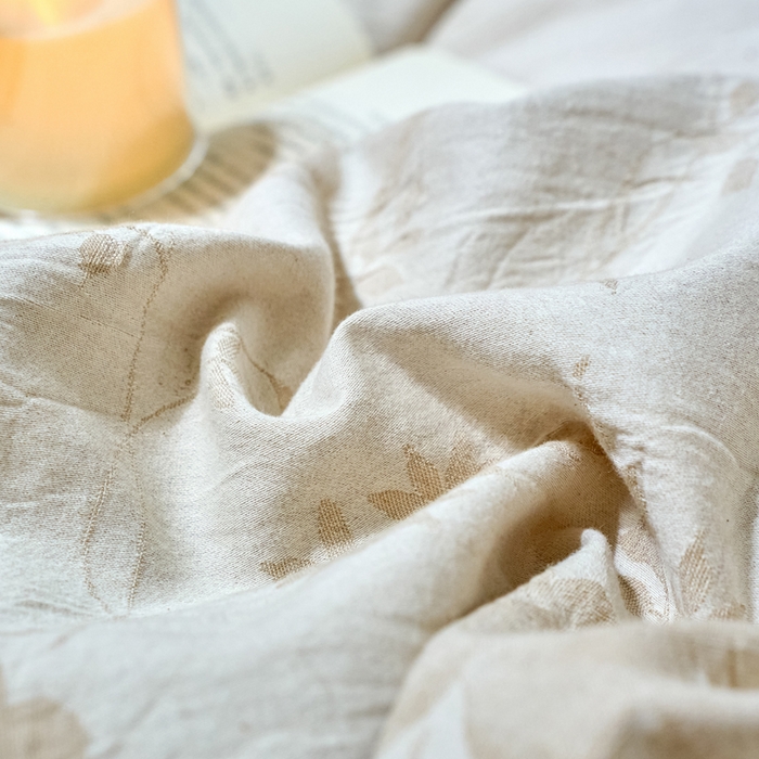 91家纺网 家纺一手货源 找家纺 春皖家纺 2025新款棉麻大提花双层纱系列四件套-纽扣款 浮锦