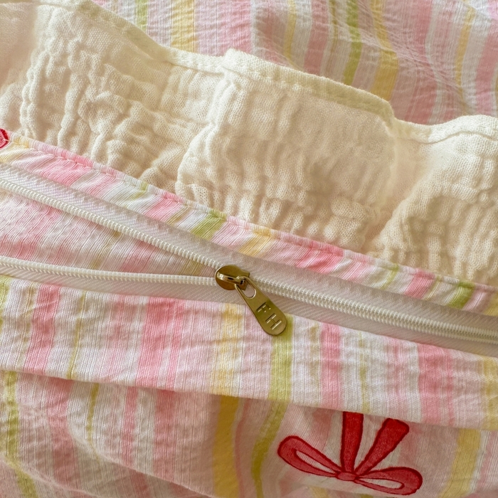 91家纺网 家纺一手货源 找家纺 繁花家居 2025新款云感棉提花学生季超温柔小花边四件套 一路生花