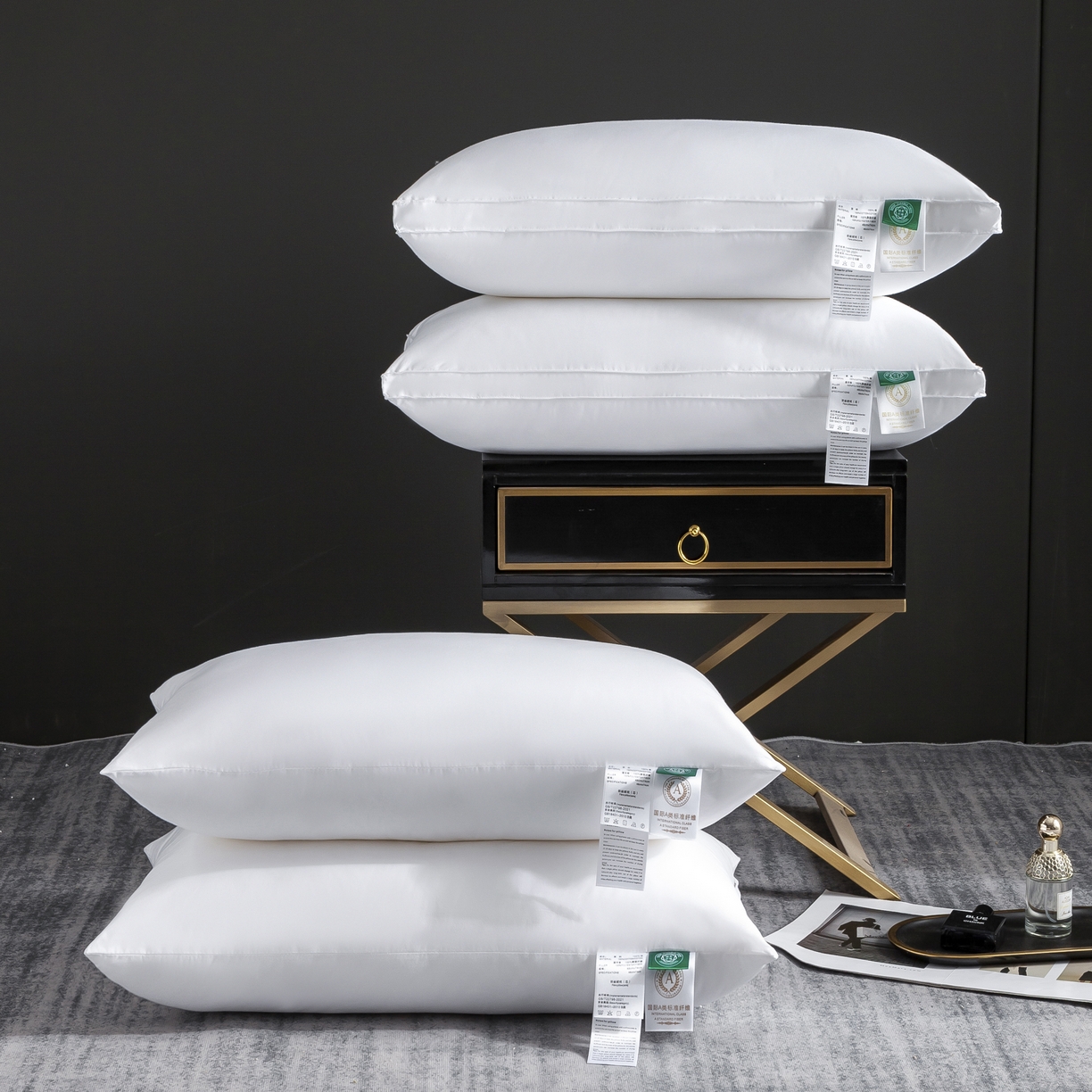 91家纺网 家纺一手货源 找家纺 （总）怡薇格枕芯 2025新款全棉五星级酒店枕头枕芯民宿柔软羽丝绒-立体款