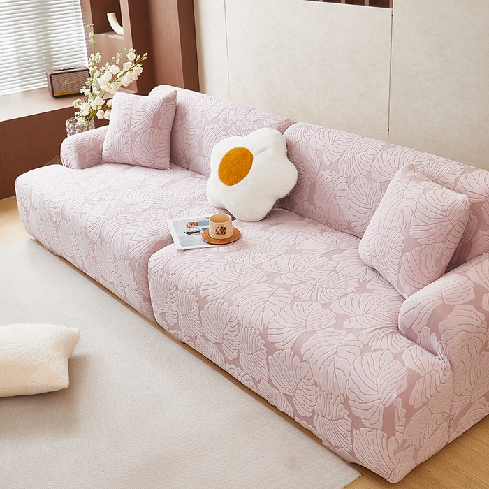 91家纺网 家纺一手货源 找家纺 （总）丝绮鹿 2025新款羊羔绒直排松紧款沙发套-枫叶