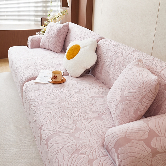 91家纺网 家纺一手货源 找家纺 （总）丝绮鹿 2025新款羊羔绒直排松紧款沙发套-枫叶