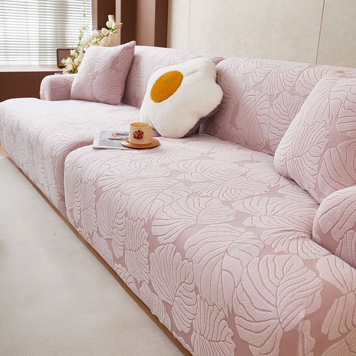 91家纺网 家纺一手货源 找家纺 （总）丝绮鹿 2025新款羊羔绒直排松紧款沙发套-枫叶