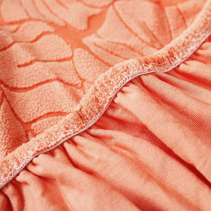 91家纺网 家纺一手货源 找家纺 丝绮鹿 2025新款羊羔绒直排松紧款沙发套-枫叶 枫叶-亮橙