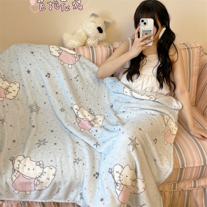 91家纺网 家纺一手货源 找家纺 顾里家纺 2025新款ins少女奶油治愈双面牛奶绒毯 芭拉花猫