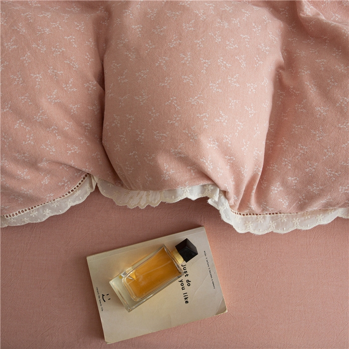 91家纺网 家纺一手货源 找家纺 忘忧草 2025新款全棉纯棉色织提花四件套-花漾 花漾-粉