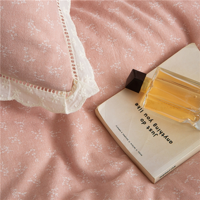 91家纺网 家纺一手货源 找家纺 忘忧草 2025新款全棉纯棉色织提花四件套-花漾 花漾-粉