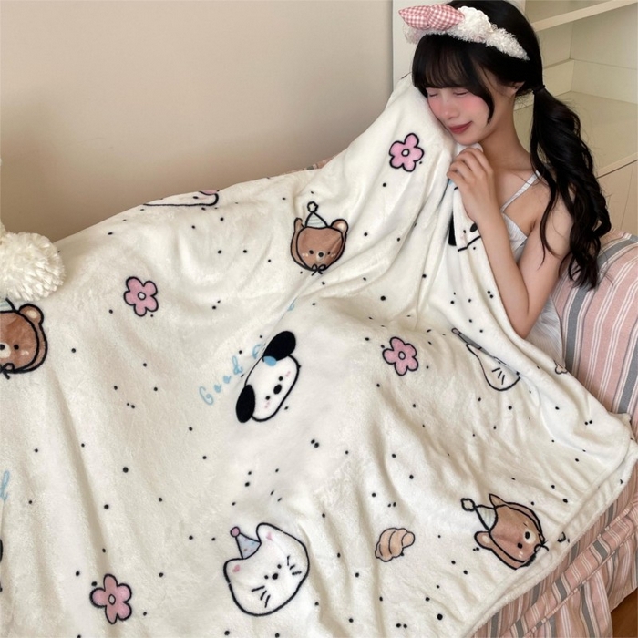 91家纺网 家纺一手货源 找家纺 顾里家纺 2025新款ins少女奶油治愈双面牛奶绒毯 开心好友