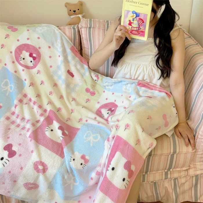 91家纺网 家纺一手货源 找家纺 顾里家纺 2025新款ins少女奶油治愈双面牛奶绒毯 猫咪时光毯