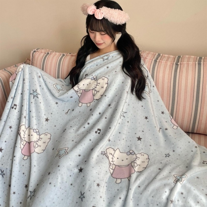 91家纺网 家纺一手货源 找家纺 顾里家纺 2025新款ins少女奶油治愈双面牛奶绒毯 芭拉花猫