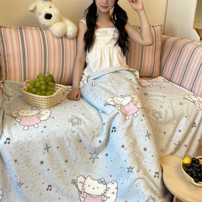 91家纺网 家纺一手货源 找家纺 顾里家纺 2025新款ins少女奶油治愈双面牛奶绒毯 芭拉花猫