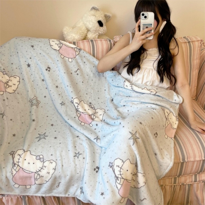 顾里家纺 2025新款ins少女奶油治愈双面牛奶绒毯 芭拉花猫