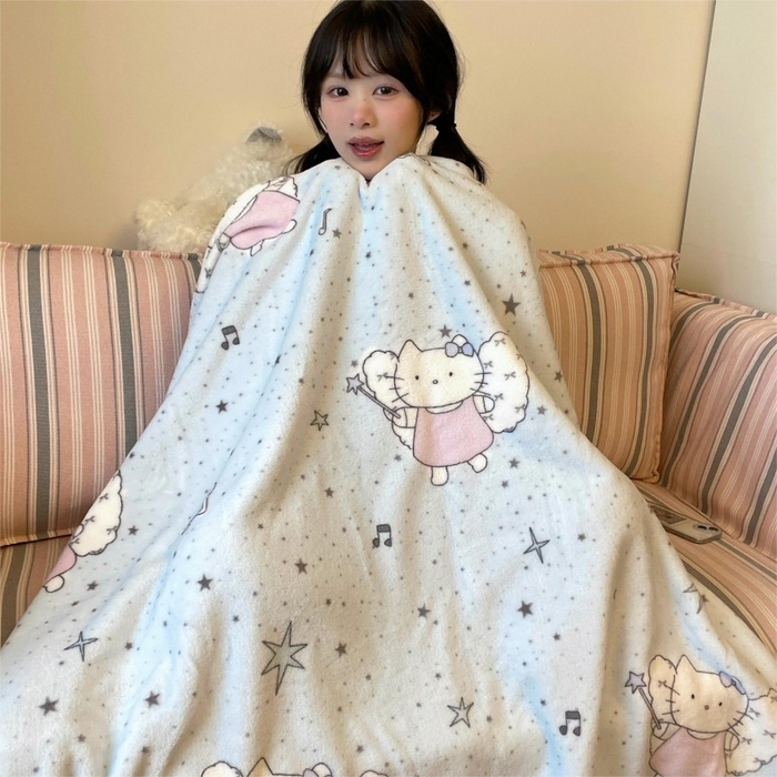 91家纺网 家纺一手货源 找家纺 顾里家纺 2025新款ins少女奶油治愈双面牛奶绒毯 芭拉花猫