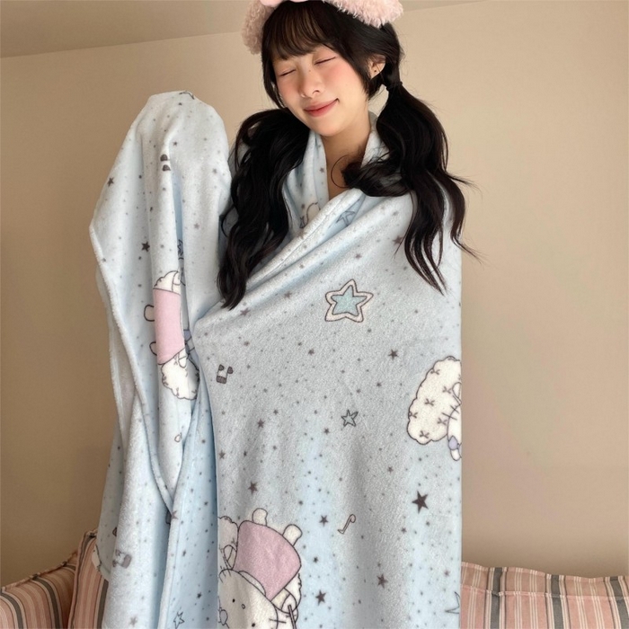 91家纺网 家纺一手货源 找家纺 顾里家纺 2025新款ins少女奶油治愈双面牛奶绒毯 芭拉花猫