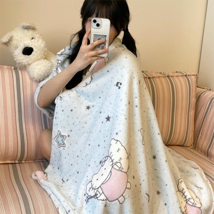 91家纺网 家纺一手货源 找家纺 顾里家纺 2025新款ins少女奶油治愈双面牛奶绒毯 芭拉花猫