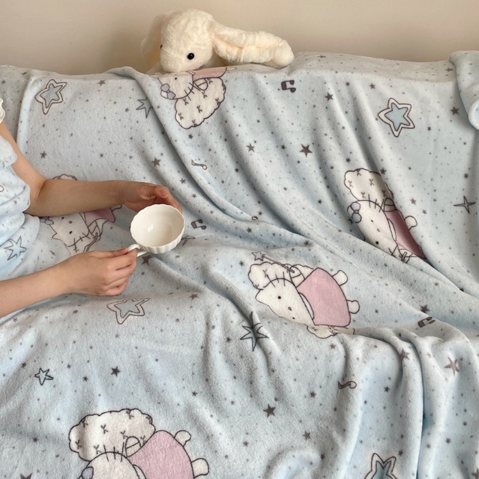 91家纺网 家纺一手货源 找家纺 顾里家纺 2025新款ins少女奶油治愈双面牛奶绒毯 芭拉花猫