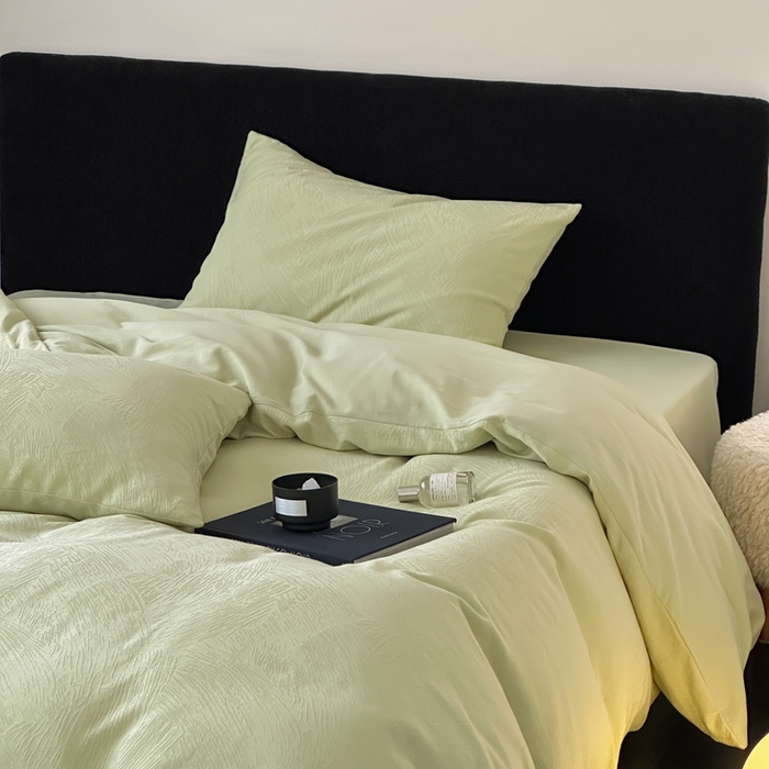 91家纺网 家纺一手货源 找家纺 （总）梦享生活家居 2025新款全棉纯棉三层肌理提花四件套-素写系列（会员减10）