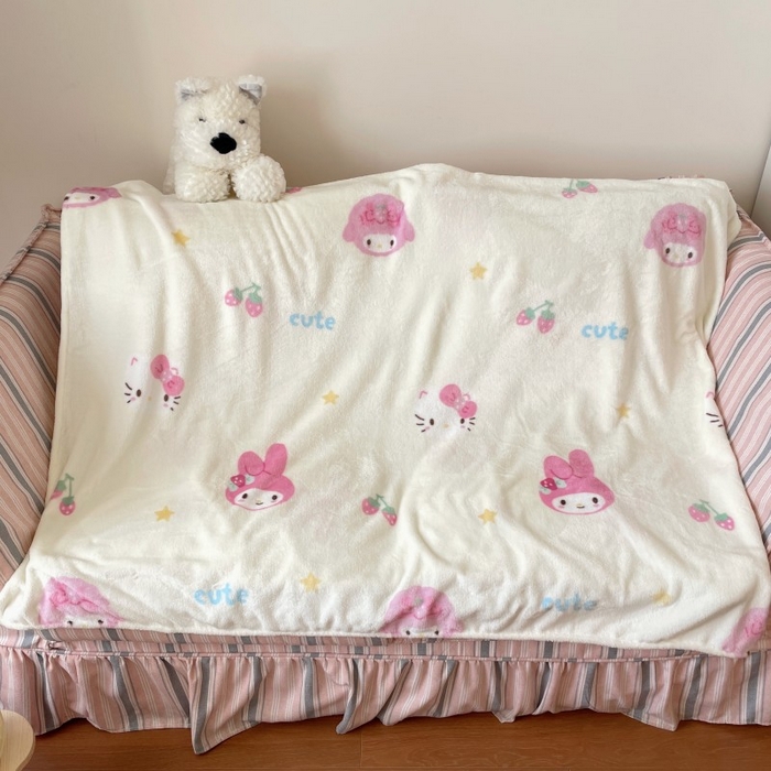 91家纺网 家纺一手货源 找家纺 顾里家纺 2025新款ins少女奶油治愈双面牛奶绒毯 草莓伙伴