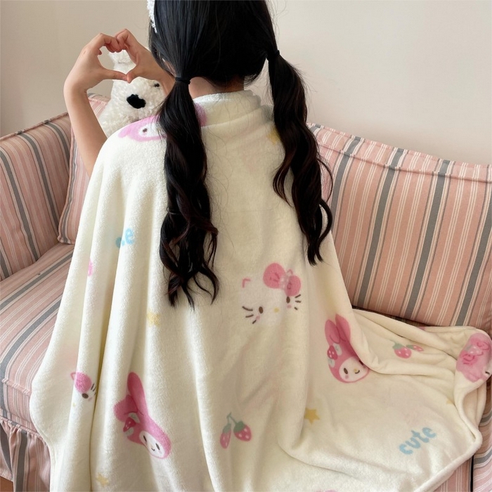 91家纺网 家纺一手货源 找家纺 顾里家纺 2025新款ins少女奶油治愈双面牛奶绒毯 草莓伙伴