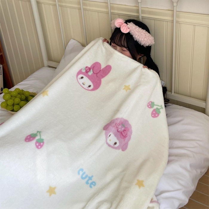 91家纺网 家纺一手货源 找家纺 顾里家纺 2025新款ins少女奶油治愈双面牛奶绒毯 草莓伙伴