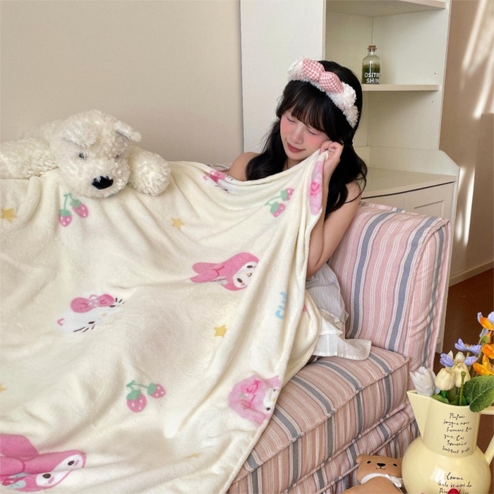 顾里家纺 2025新款ins少女奶油治愈双面牛奶绒毯 草莓伙伴