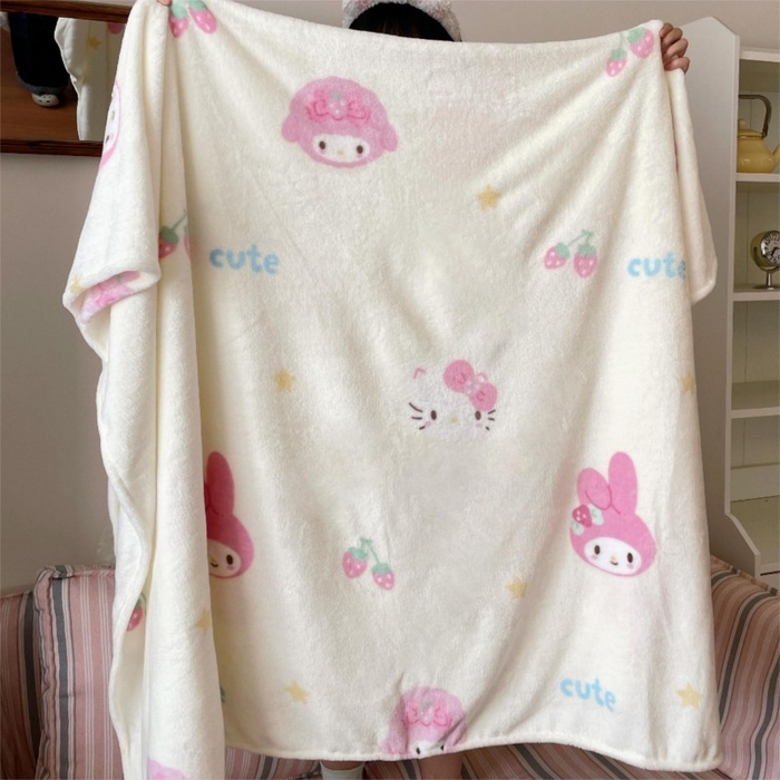 91家纺网 家纺一手货源 找家纺 顾里家纺 2025新款ins少女奶油治愈双面牛奶绒毯 草莓伙伴