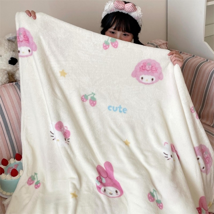 91家纺网 家纺一手货源 找家纺 顾里家纺 2025新款ins少女奶油治愈双面牛奶绒毯 草莓伙伴