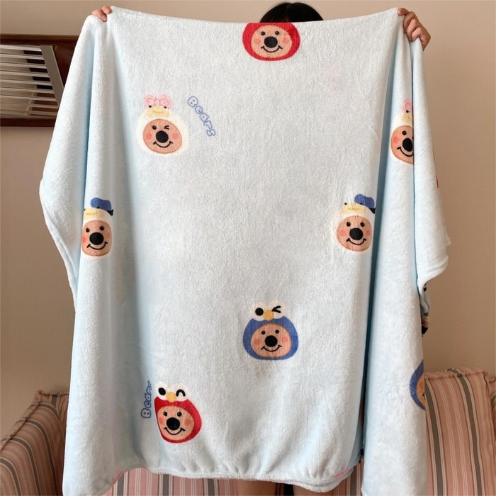 91家纺网 家纺一手货源 找家纺 顾里家纺 2025新款ins少女奶油治愈双面牛奶绒毯 大眼熊