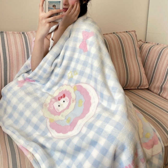 91家纺网 家纺一手货源 找家纺 顾里家纺 2025新款ins少女奶油治愈双面牛奶绒毯 蛋糕花猫