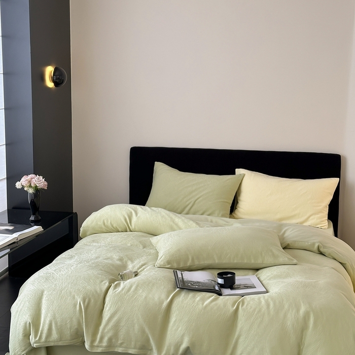 91家纺网 家纺一手货源 找家纺 （总）梦享生活家居 2025新款全棉纯棉三层肌理提花四件套-素写系列（会员减10）