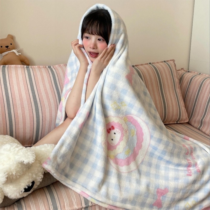 91家纺网 家纺一手货源 找家纺 顾里家纺 2025新款ins少女奶油治愈双面牛奶绒毯 蛋糕花猫