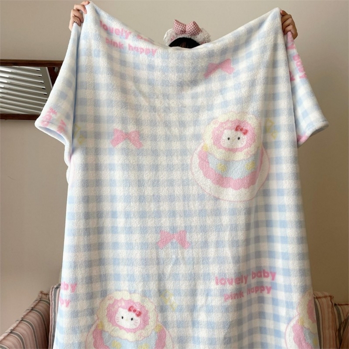 91家纺网 家纺一手货源 找家纺 顾里家纺 2025新款ins少女奶油治愈双面牛奶绒毯 蛋糕花猫