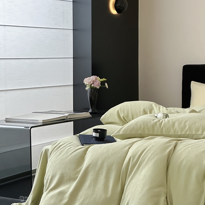 91家纺网 家纺一手货源 找家纺 （总）梦享生活家居 2025新款全棉纯棉三层肌理提花四件套-素写系列（会员减10）