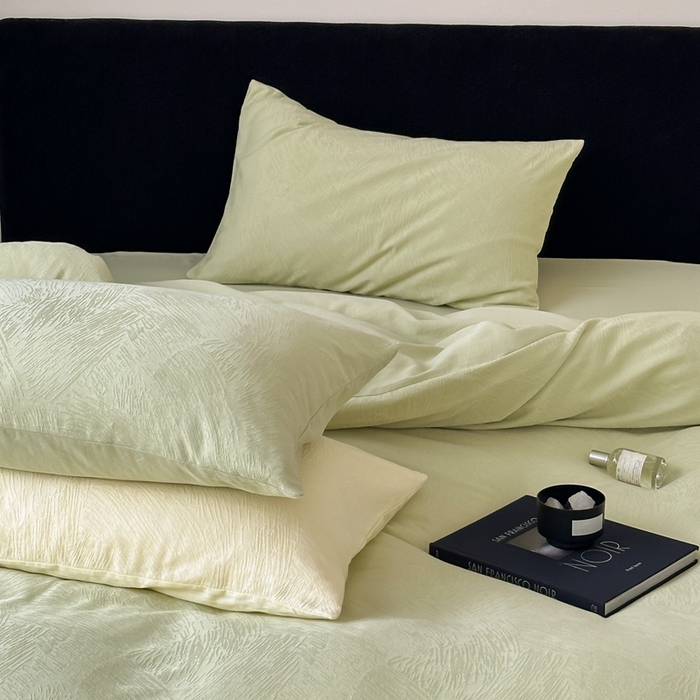 91家纺网 家纺一手货源 找家纺 （总）梦享生活家居 2025新款全棉纯棉三层肌理提花四件套-素写系列（会员减10）