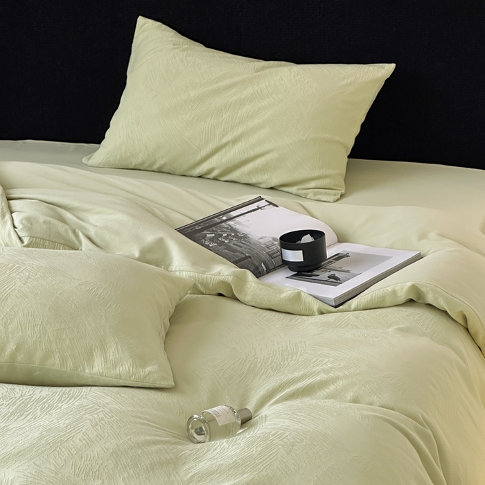 91家纺网 家纺一手货源 找家纺 （总）梦享生活家居 2025新款全棉纯棉三层肌理提花四件套-素写系列（会员减10）