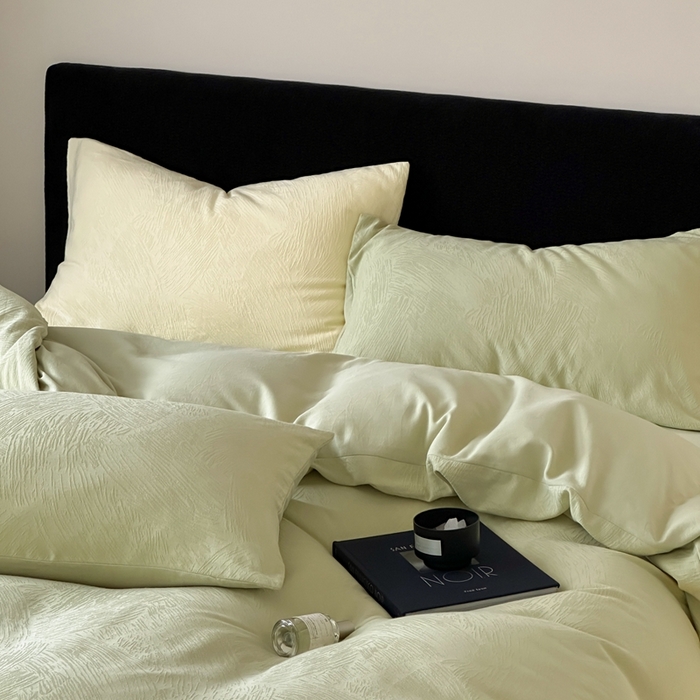 91家纺网 家纺一手货源 找家纺 （总）梦享生活家居 2025新款全棉纯棉三层肌理提花四件套-素写系列（会员减10）