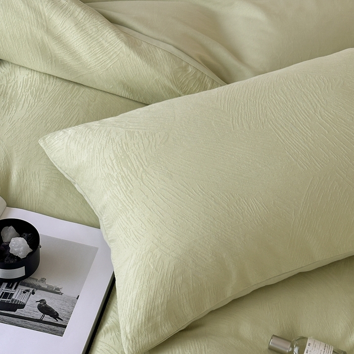 91家纺网 家纺一手货源 找家纺 （总）梦享生活家居 2025新款全棉纯棉三层肌理提花四件套-素写系列（会员减10）