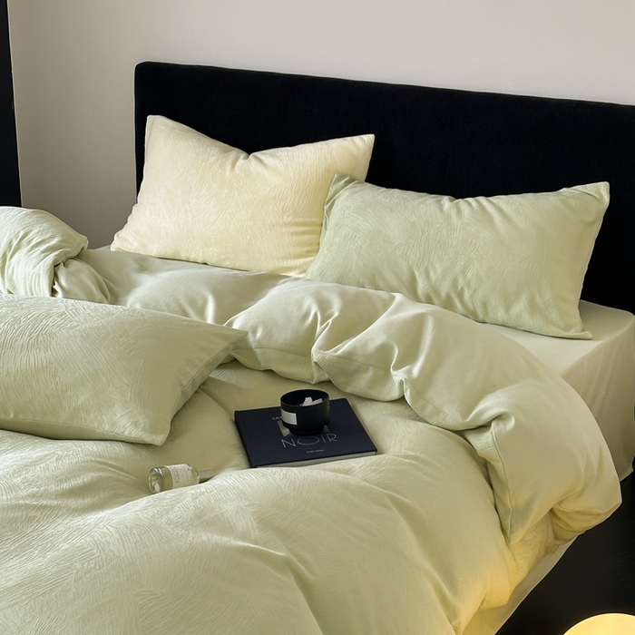 91家纺网 家纺一手货源 找家纺 （总）梦享生活家居 2025新款全棉纯棉三层肌理提花四件套-素写系列（会员减10）